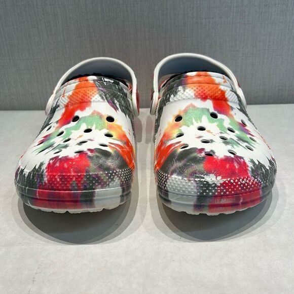 Crocs Classic Clogs Shoes Unisex US M6/W8 Fuzz Fur Lined Tie Dye White Multicolo - Picture 3 of 8